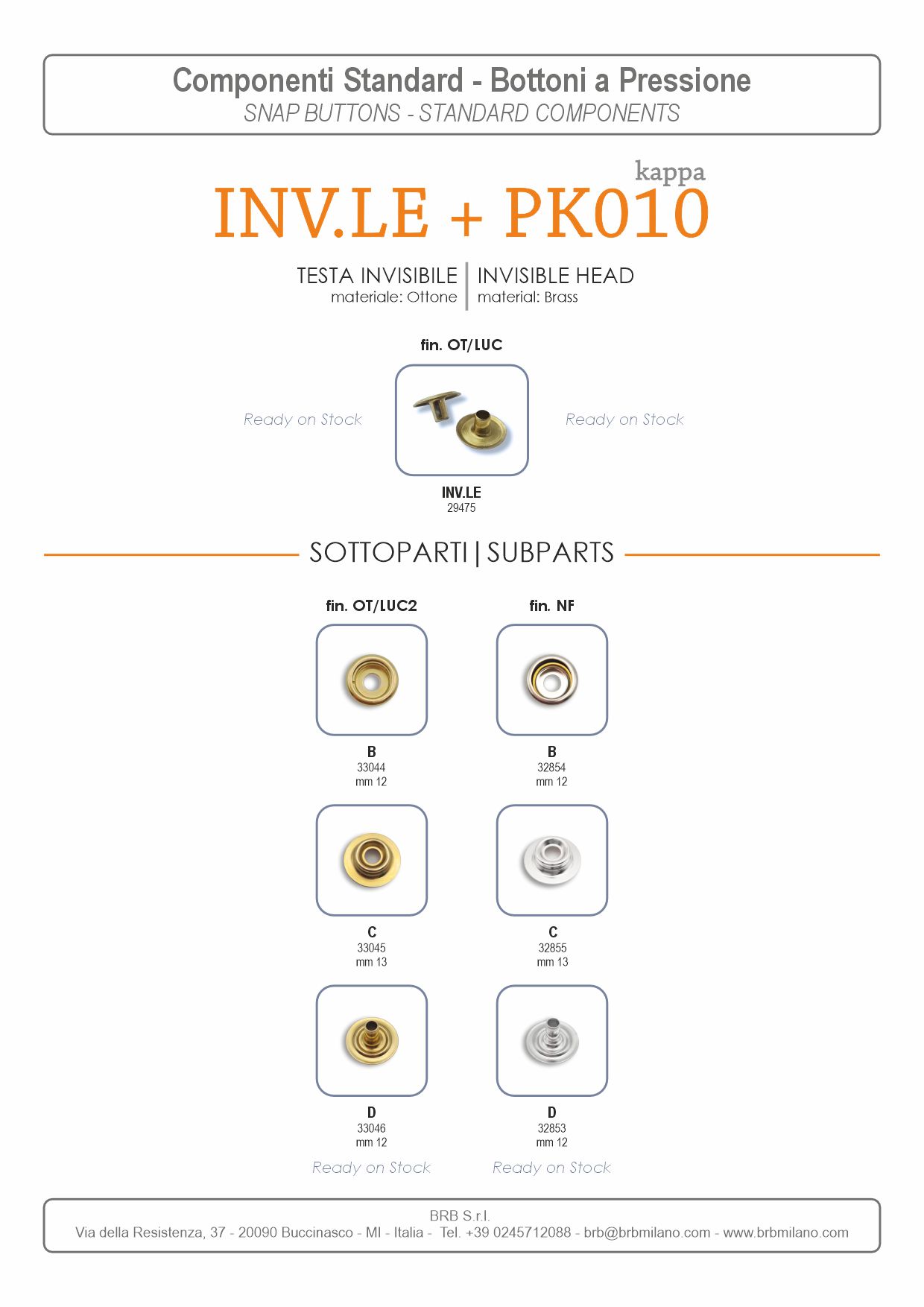 Bottoni Pressione INVISIBILE & PK010